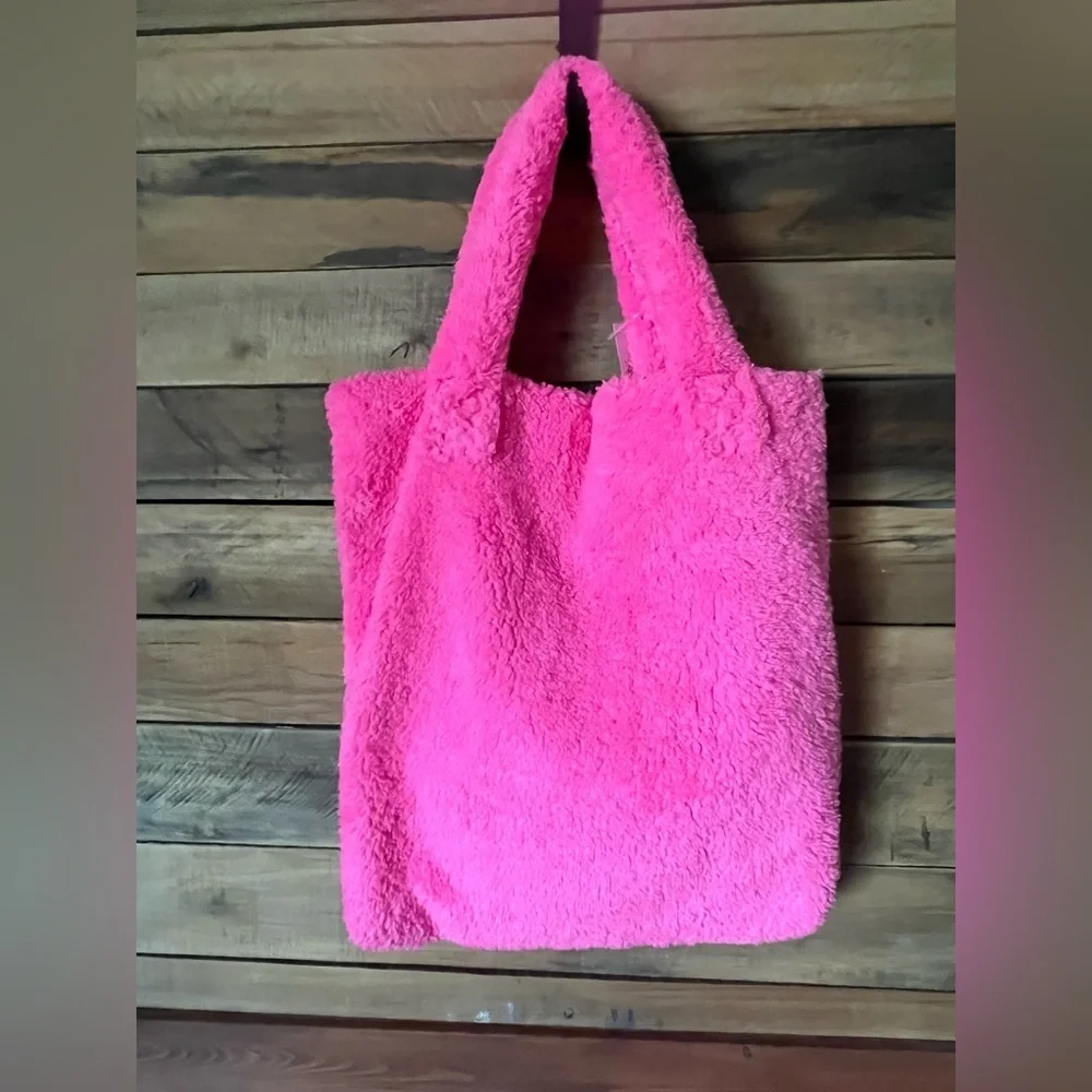 Justice Vibrant Pink Plush Tote